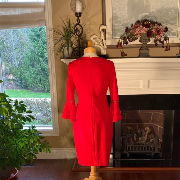 NWOT - CALVIN KLEIN BELL SLEEVE SHEATH DRESS - Picture 4 of 11